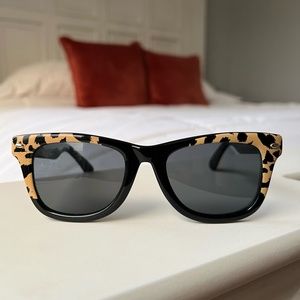 Betsey Johnson Animal Print Sunglasses Raven/Ivory